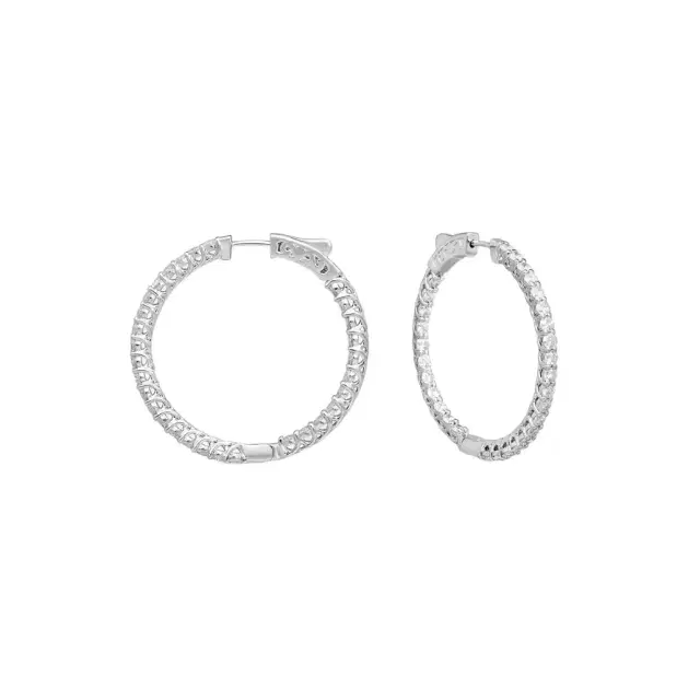 Ina Mar Ina Mar 14K White Gold 3.00 ctw Round Diamond Hoop Earrings by The Solist