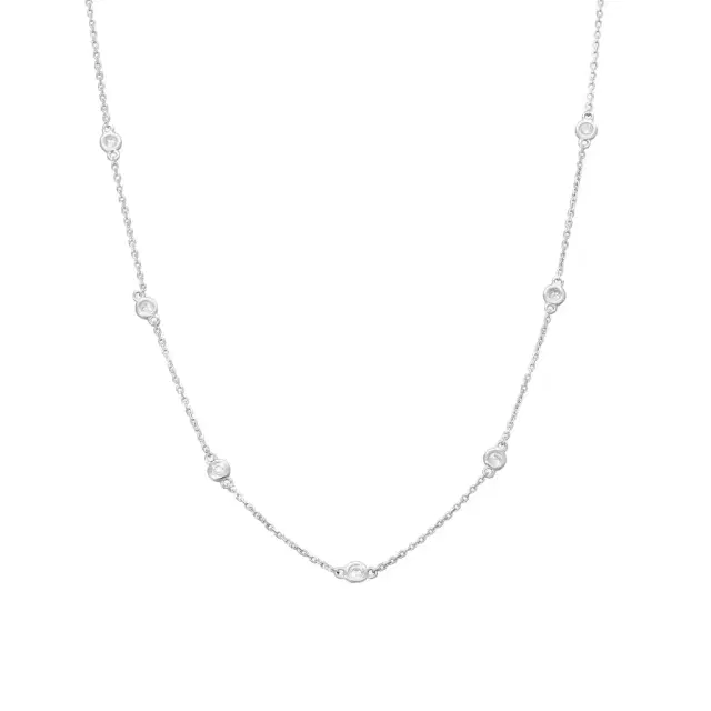 Ina Mar Ina Mar 14K White Gold Round Diamond Bezel Station Necklace by The Solist