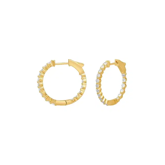 Ina Mar Ina Mar 14K Yellow Gold 1.00 ctw Round Diamond Shared Prong Hoop Earrings by The Solist