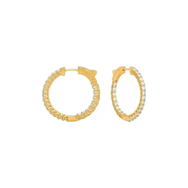 Ina Mar Ina Mar 14K Yellow Gold 2.00 ctw Round Diamond Hoop Earrings by The Solist