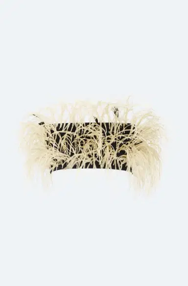 LAPOINTE Matte Viscose Ribbed Bandeau With Feathers | Thumbnail 4