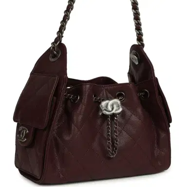Chanel Chanel Mini 25 Hobo Bag Burgundy Caviar Aged Ruthenium Hardware | Thumbnail 2 Chanel Chanel Mini 25 Hobo Bag Burgundy Caviar Aged Ruthenium Hardware | Thumbnail 2