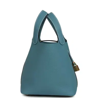 HERMÈS Hermes Picotin Lock 18 Blue Jean Clemence Gold Hardware | Thumbnail 3