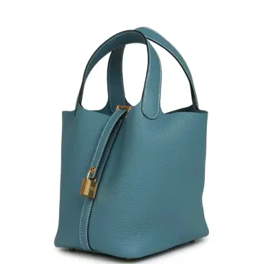 HERMÈS Hermes Picotin Lock 18 Blue Jean Clemence Gold Hardware | Thumbnail 5
