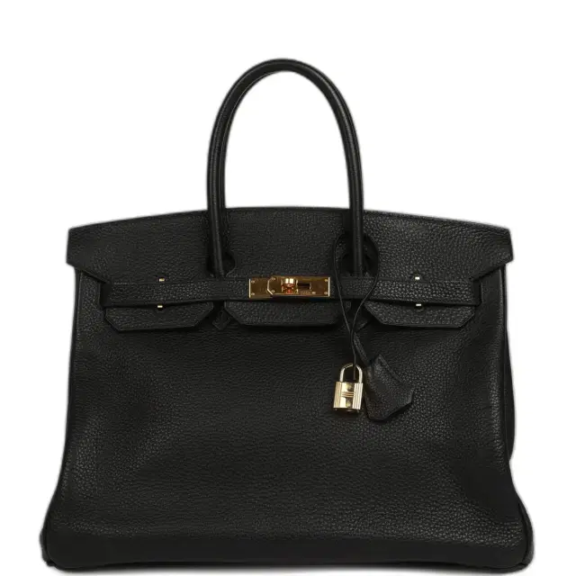 hermes Vintage Hermes Birkin 35 Black Togo Gold Hardware