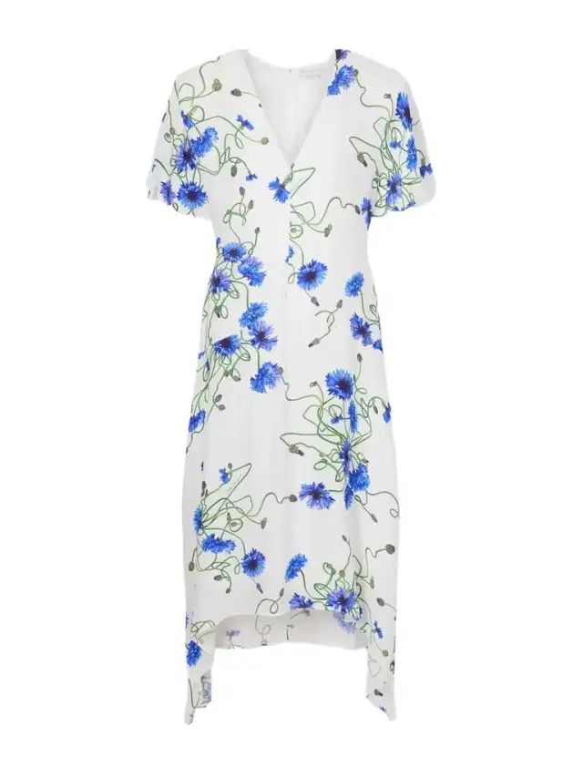 Floral-print Crepon Midi Dress