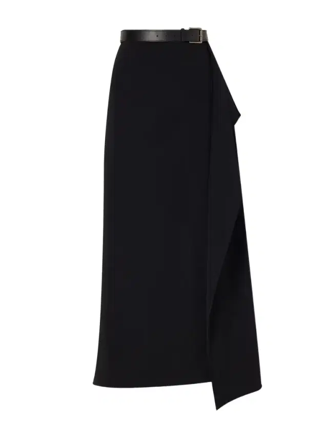 Ainsley Asymmetric Wrap Crepe Skirt With Leather-belt Detail