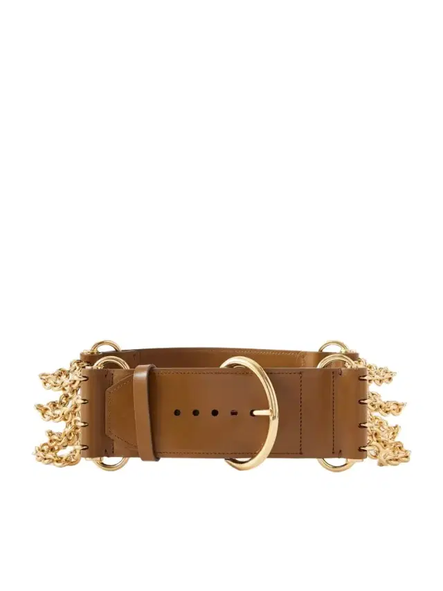 6.5 Cm Gold-tone And Leather Waist Belt