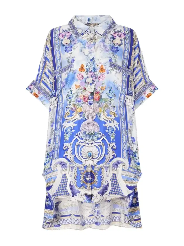 Oversized Printed Silk Shirt