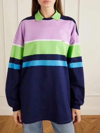 Versace Embroidered Striped Cotton-jersey Sweater | Thumbnail 3