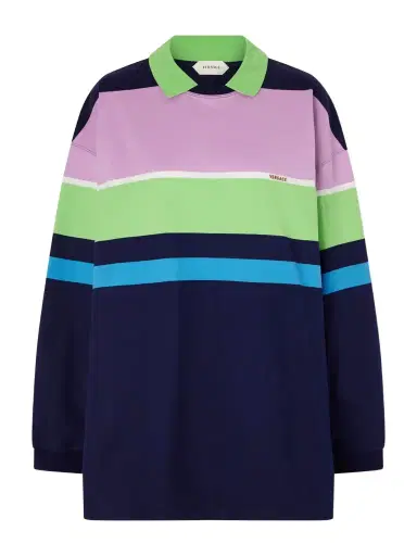 Versace Embroidered Striped Cotton-jersey Sweater | Thumbnail 1
