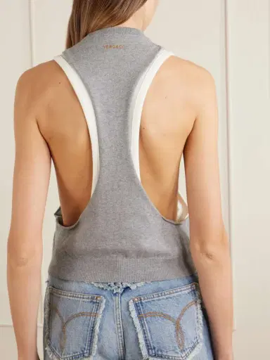Versace Cut-out Knitted Cotton Vest | Thumbnail 4 Versace Cut-out Knitted Cotton Vest | Thumbnail 4