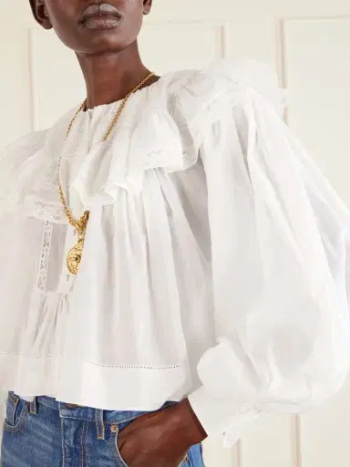 Chloé Ruffled Cotton-voile Blouse | Thumbnail 4