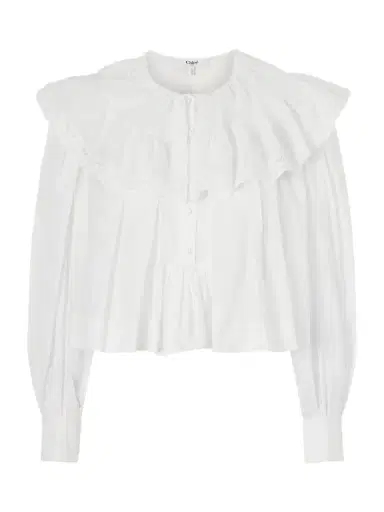 Chloé Ruffled Cotton-voile Blouse | Thumbnail 1