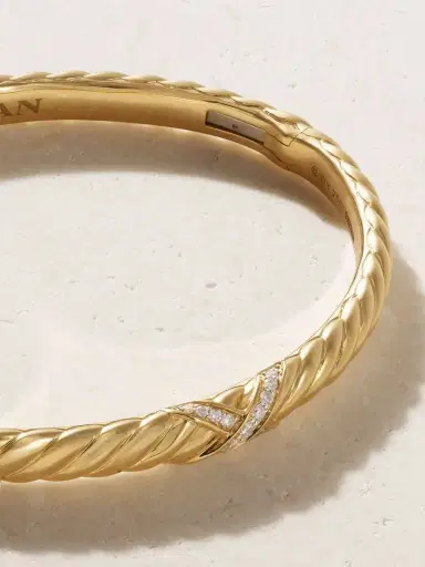 David Yurman Sculpted Cable 18-karat Gold Diamond Bangle | Thumbnail 4 David Yurman Sculpted Cable 18-karat Gold Diamond Bangle | Thumbnail 4