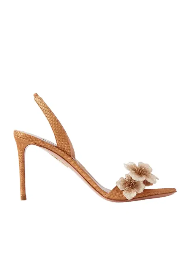 Passionflower 85 Embellished Raffia Slingback Sandals
