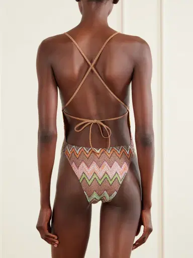 Missoni Mare Striped Metallic Crochet-knit Swimsuit | Thumbnail 3