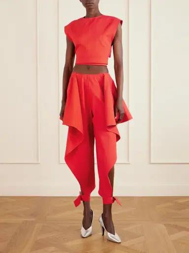 Alaïa Paneled Ruffled Cotton-gabardine Wide-leg Pants | Thumbnail 2 Alaïa Paneled Ruffled Cotton-gabardine Wide-leg Pants | Thumbnail 2