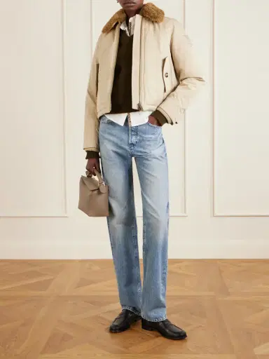 Burberry Gabardine Capsule Shearling-trimmed Appliquéd Cotton-blend Down Jacket | Thumbnail 2 Burberry Gabardine Capsule Shearling-trimmed Appliquéd Cotton-blend Down Jacket | Thumbnail 2