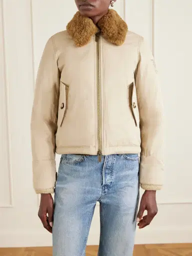 Burberry Gabardine Capsule Shearling-trimmed Appliquéd Cotton-blend Down Jacket | Thumbnail 3 Burberry Gabardine Capsule Shearling-trimmed Appliquéd Cotton-blend Down Jacket | Thumbnail 3