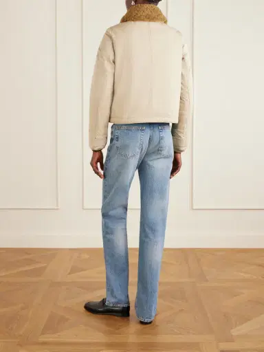 Burberry Gabardine Capsule Shearling-trimmed Appliquéd Cotton-blend Down Jacket | Thumbnail 4 Burberry Gabardine Capsule Shearling-trimmed Appliquéd Cotton-blend Down Jacket | Thumbnail 4