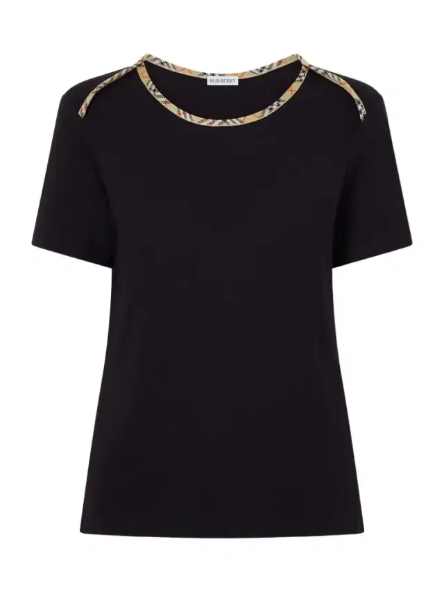 Stephanie Tartan-trimmed Stretch-cotton Jersey T-shirt Stephanie Tartan-trimmed Stretch-cotton Jersey T-shirt