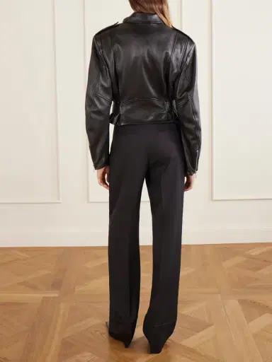 Saint Laurent Glossed Textured-leather Biker Jacket | Thumbnail 4