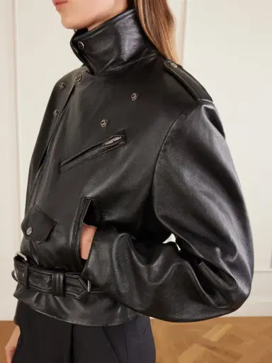 Saint Laurent Glossed Textured-leather Biker Jacket | Thumbnail 5
