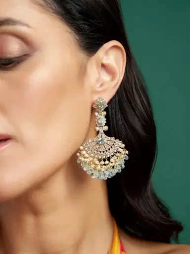 The Gem Palace 14k Gold and Silver Aquamarine, Diamond, and Pearl Earrings | Thumbnail 2 The Gem Palace 14k Gold and Silver Aquamarine, Diamond, and Pearl Earrings | Thumbnail 2