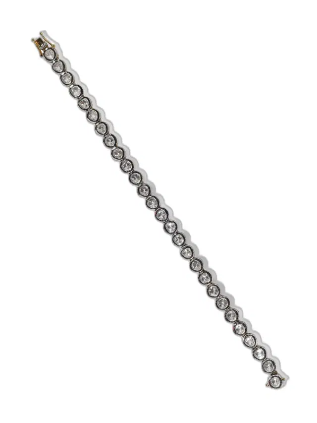 14k Gold and Silver Diamond and Polki Diamond Bracelet
