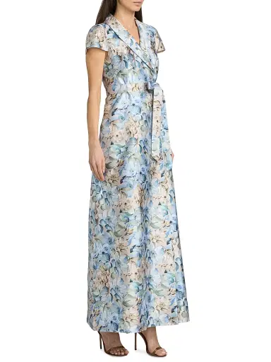 SACHIN & BABI Women's Etienne Floral Wrap Gown - Watercolor Gernaium - Size 14 | Thumbnail 4 SACHIN & BABI Women's Etienne Floral Wrap Gown - Watercolor Gernaium - Size 14 | Thumbnail 4