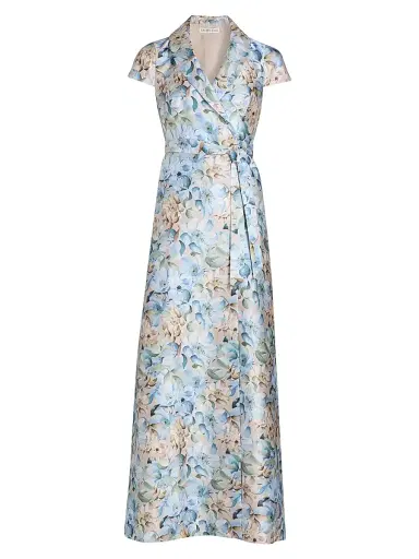 SACHIN & BABI Women's Etienne Floral Wrap Gown - Watercolor Gernaium - Size 14 | Thumbnail 1 SACHIN & BABI Women's Etienne Floral Wrap Gown - Watercolor Gernaium - Size 14 | Thumbnail 1