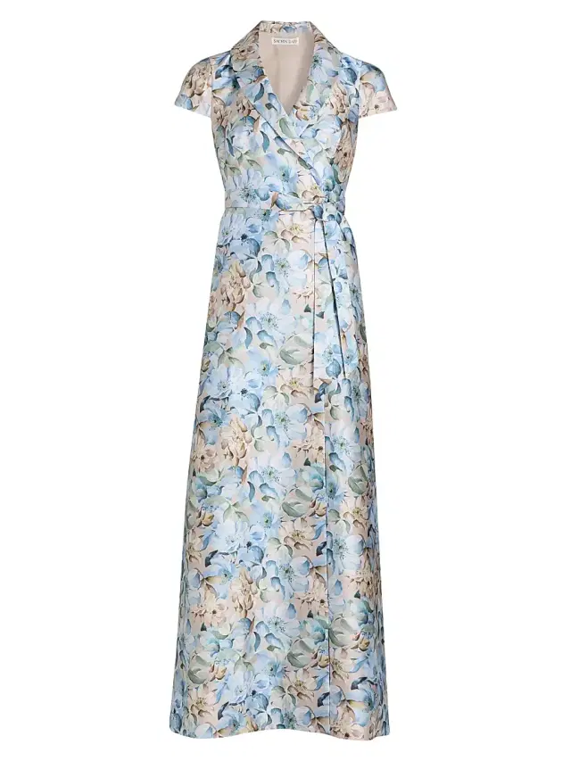 SACHIN BABI Women's Etienne Floral Wrap Gown - Watercolor Gernaium