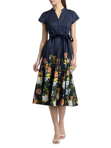 SACHIN & BABI Women's Ganika Floral Cotton Midi-Dress - Navy Wildflowers Degrade - Size 6 | Thumbnail 2 SACHIN & BABI Women's Ganika Floral Cotton Midi-Dress - Navy Wildflowers Degrade - Size 6 | Thumbnail 2