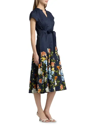 SACHIN & BABI Women's Ganika Floral Cotton Midi-Dress - Navy Wildflowers Degrade - Size 6 | Thumbnail 4 SACHIN & BABI Women's Ganika Floral Cotton Midi-Dress - Navy Wildflowers Degrade - Size 6 | Thumbnail 4