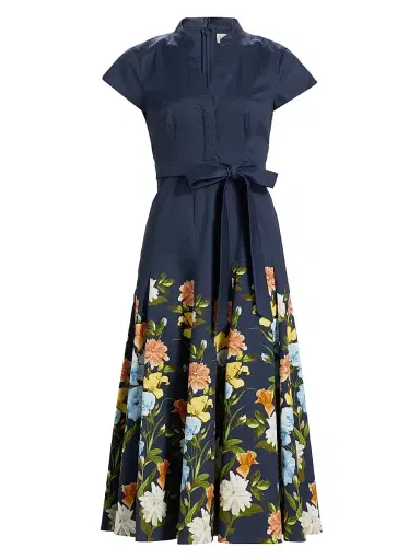 SACHIN & BABI Women's Ganika Floral Cotton Midi-Dress - Navy Wildflowers Degrade - Size 6 | Thumbnail 1 SACHIN & BABI Women's Ganika Floral Cotton Midi-Dress - Navy Wildflowers Degrade - Size 6 | Thumbnail 1