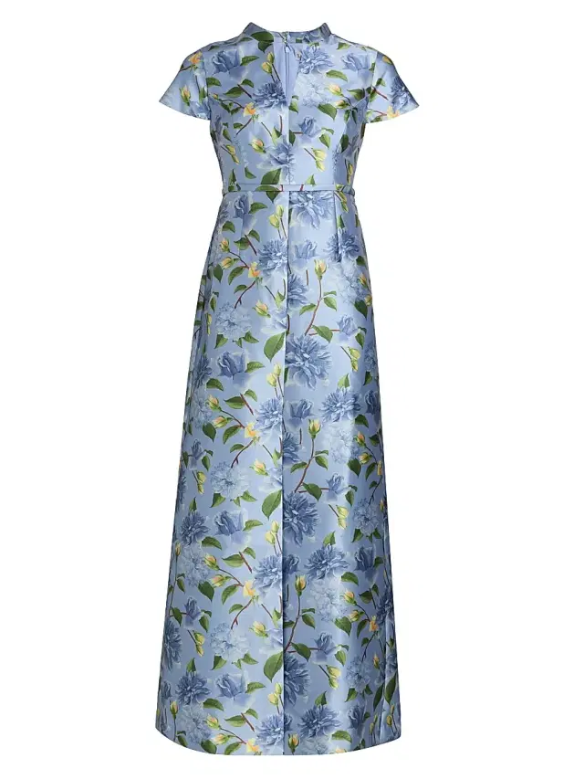 Women's Charlotte Mikado Belted Gown - Twilight Peony