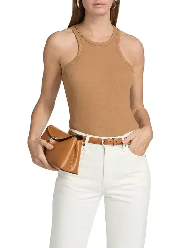 A.L.C. Women's Dean Stretch-Jersey Crewneck Tank Top - Toffee - Size Large | Thumbnail 3