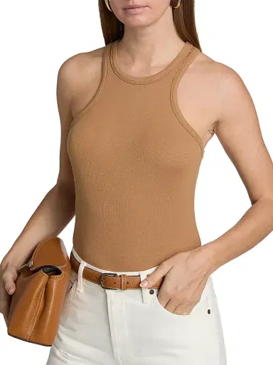 A.L.C. Women's Dean Stretch-Jersey Crewneck Tank Top - Toffee - Size Large | Thumbnail 6