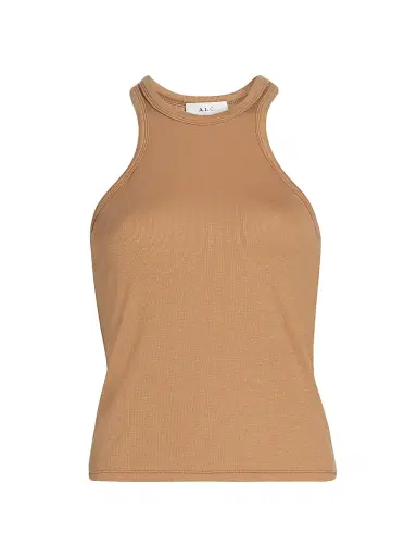 A.L.C. Women's Dean Stretch-Jersey Crewneck Tank Top - Toffee - Size Large | Thumbnail 1