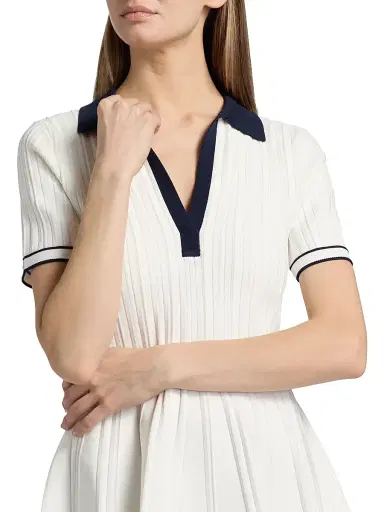 Simkhai Women's Page Rib-Knit Polo Minidress - Ivory Multi - Size Small | Thumbnail 6 Simkhai Women's Page Rib-Knit Polo Minidress - Ivory Multi - Size Small | Thumbnail 6