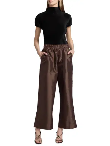 SIMKHAI Women's Arden Wide-Leg Pants - Chocolate | Thumbnail 2