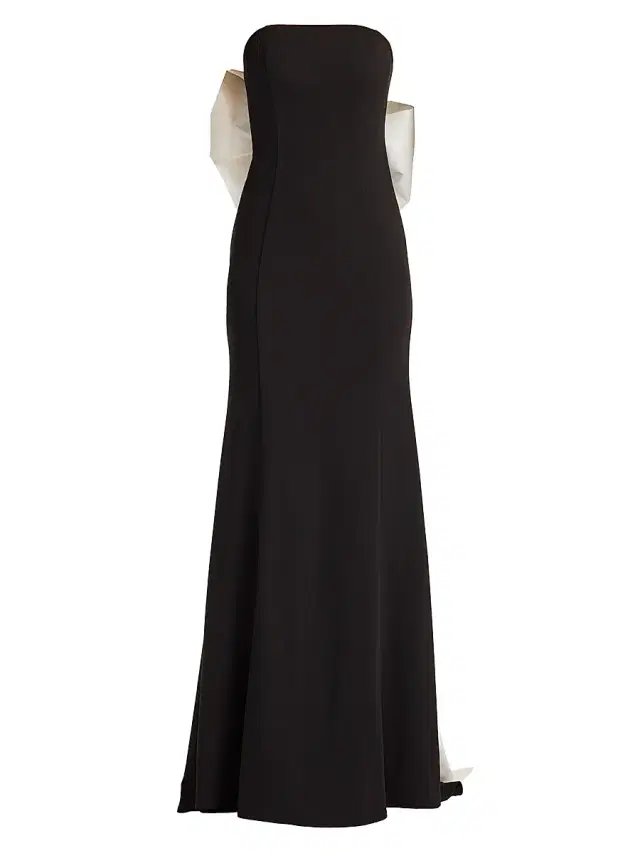 Tadashi Shoji Women's Bow-Appliqué Strapless Gown - Black