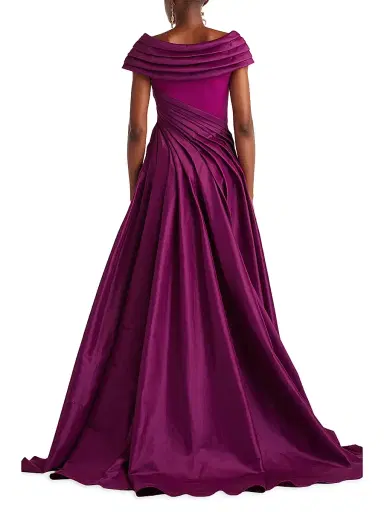 Tadashi Shoji Women's Pleated Fit-&-Flare Gown - Magenta - Size 6 | Thumbnail 4 Tadashi Shoji Women's Pleated Fit-&-Flare Gown - Magenta - Size 6 | Thumbnail 4