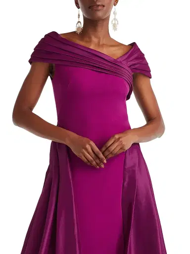 Tadashi Shoji Women's Pleated Fit-&-Flare Gown - Magenta - Size 6 | Thumbnail 5 Tadashi Shoji Women's Pleated Fit-&-Flare Gown - Magenta - Size 6 | Thumbnail 5