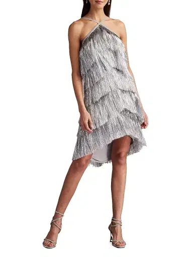 Tadashi Shoji Women's Metallic Fringed Minidress | Thumbnail 3 Tadashi Shoji Women's Metallic Fringed Minidress | Thumbnail 3