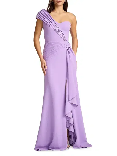 Tadashi Shoji Women's Pleated Ruffled One-Shoulder Gown - Purple Haze - Size XL | Thumbnail 2 Tadashi Shoji Women's Pleated Ruffled One-Shoulder Gown - Purple Haze - Size XL | Thumbnail 2
