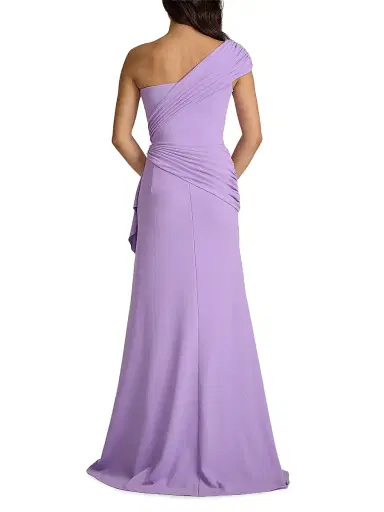 Tadashi Shoji Women's Pleated Ruffled One-Shoulder Gown - Purple Haze - Size XL | Thumbnail 4 Tadashi Shoji Women's Pleated Ruffled One-Shoulder Gown - Purple Haze - Size XL | Thumbnail 4