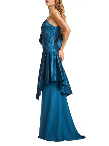 Tadashi Shoji Women's Pleated Draped One-Shoulder Gown | Thumbnail 3 Tadashi Shoji Women's Pleated Draped One-Shoulder Gown | Thumbnail 3