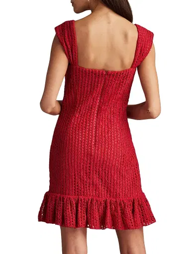 Tadashi Shoji Women's Crocheted Sweetheart Minidress - Rouge - Size 10 | Thumbnail 5